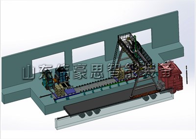 25KG袋裝料自動裝車設備 自動裝車碼垛系統(tǒng)工作中