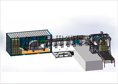 編織袋集裝箱裝車(chē)系統(tǒng)，聚丙烯全自動(dòng)裝車(chē)機(jī)現(xiàn)場(chǎng)