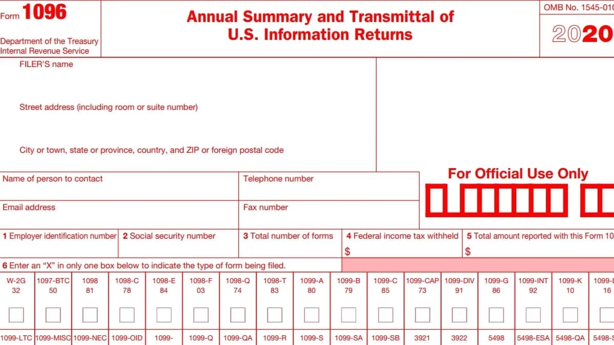 Irs 1096 Form 2025 Printable