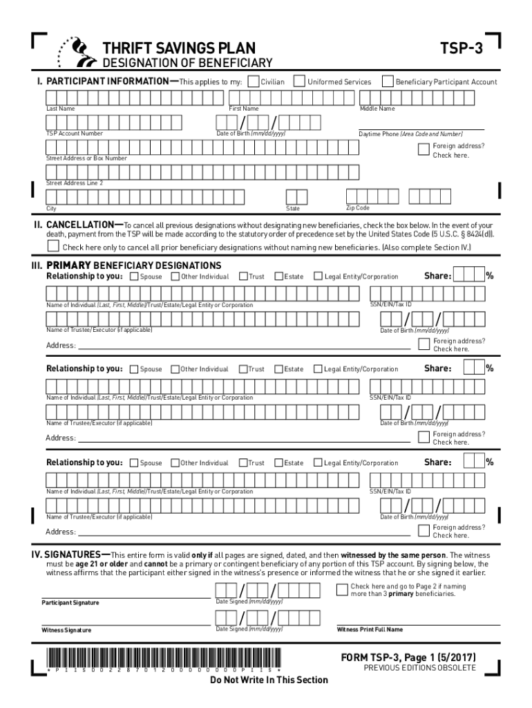 2017 2025 Form TSP 3 Fill Online Printable Fillable Blank PdfFiller