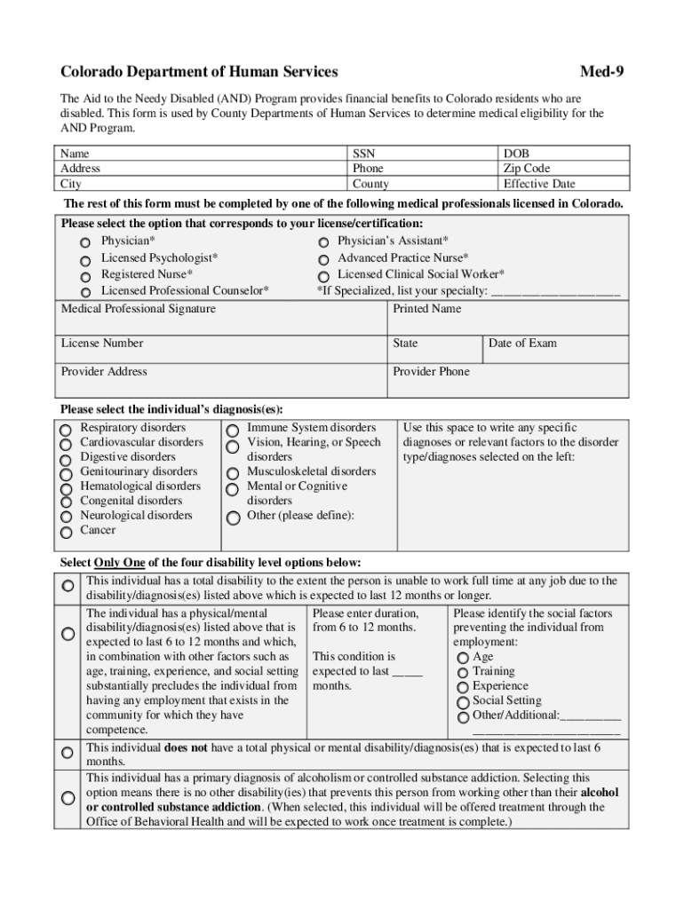 2020 2025 Form CO MED 9 Fill Online Printable Fillable Blank PdfFiller