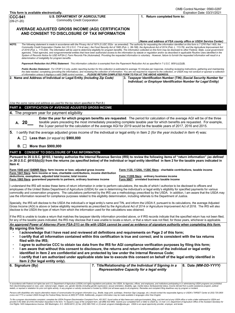 2020 2025 Form USDA CCC 941 Fill Online Printable Fillable Blank 