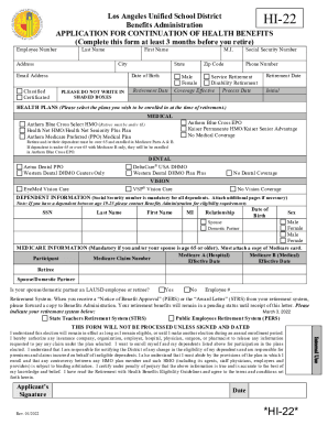 2022 2025 Form CA LAUSD HI 22 Fill Online Printable Fillable Blank 