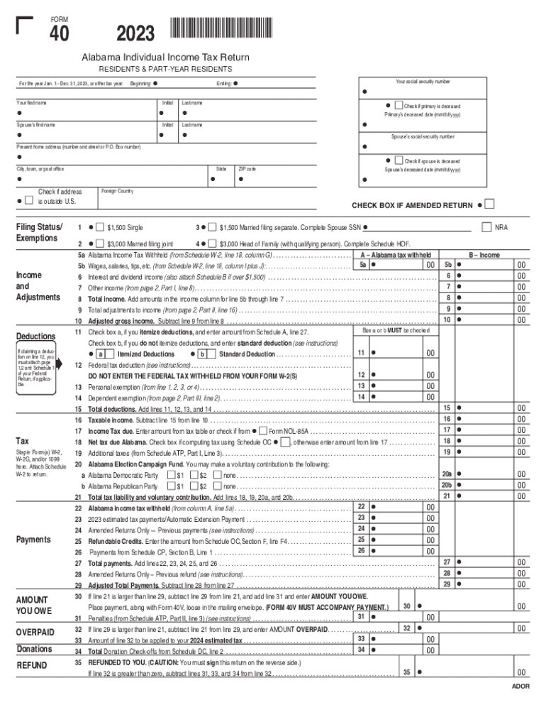 2023 2025 Form AL ADoR 40 Fill Online Printable Fillable Blank 