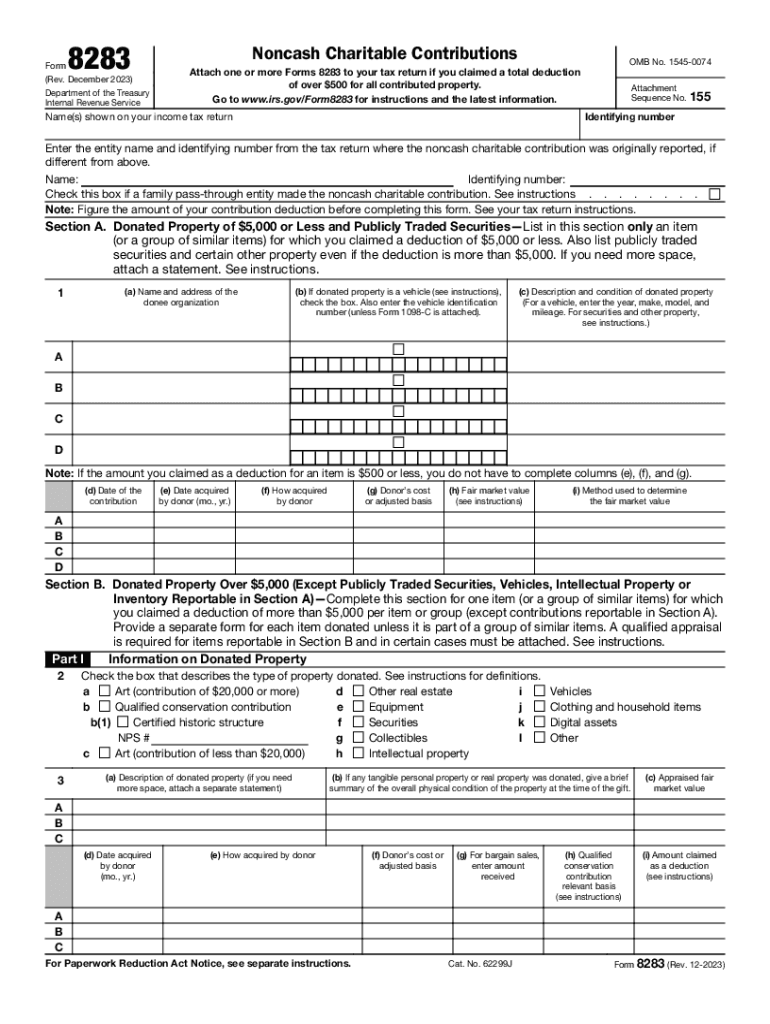 Irs Form 8283 For 2025 Printable