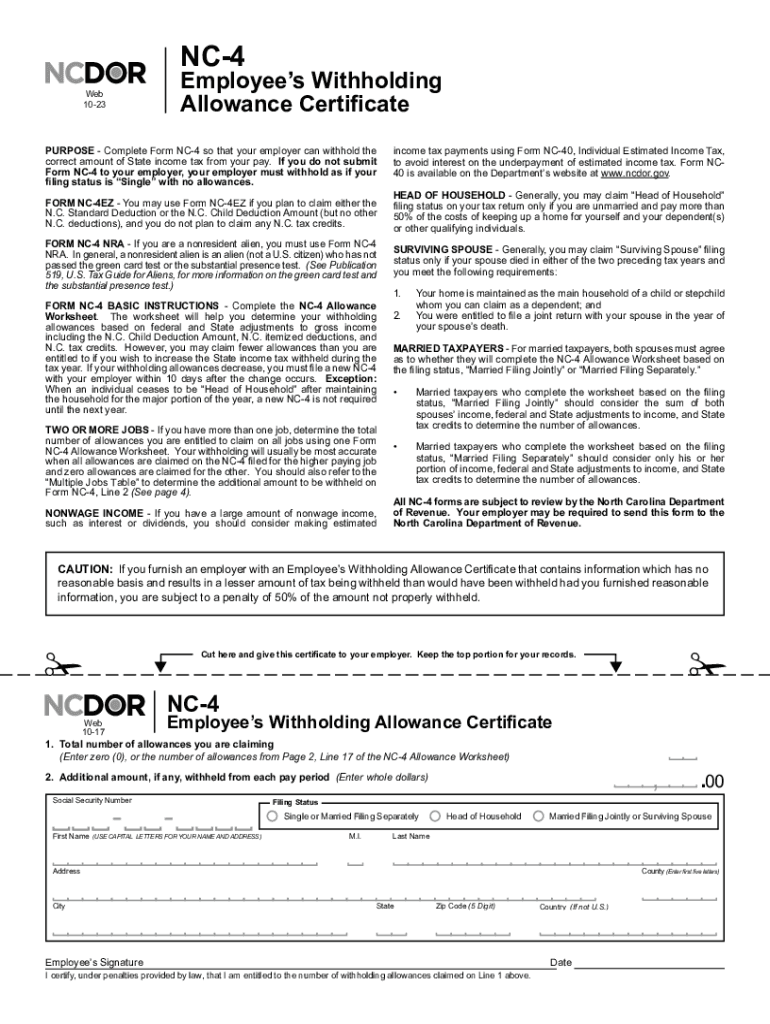 2023 2025 Form NC DoR NC 4 Fill Online Printable Fillable Blank 