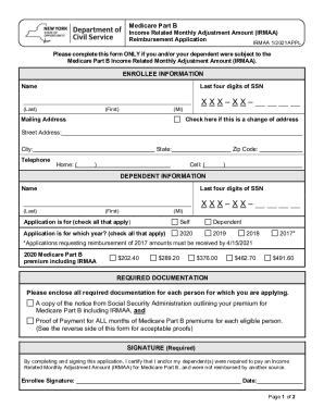 2023 Irmaa Reimbursement Form Printable Forms Free Online