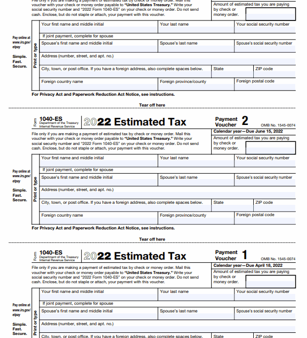 2025 Form 1040 Es Payment Voucher 1 Images References William K