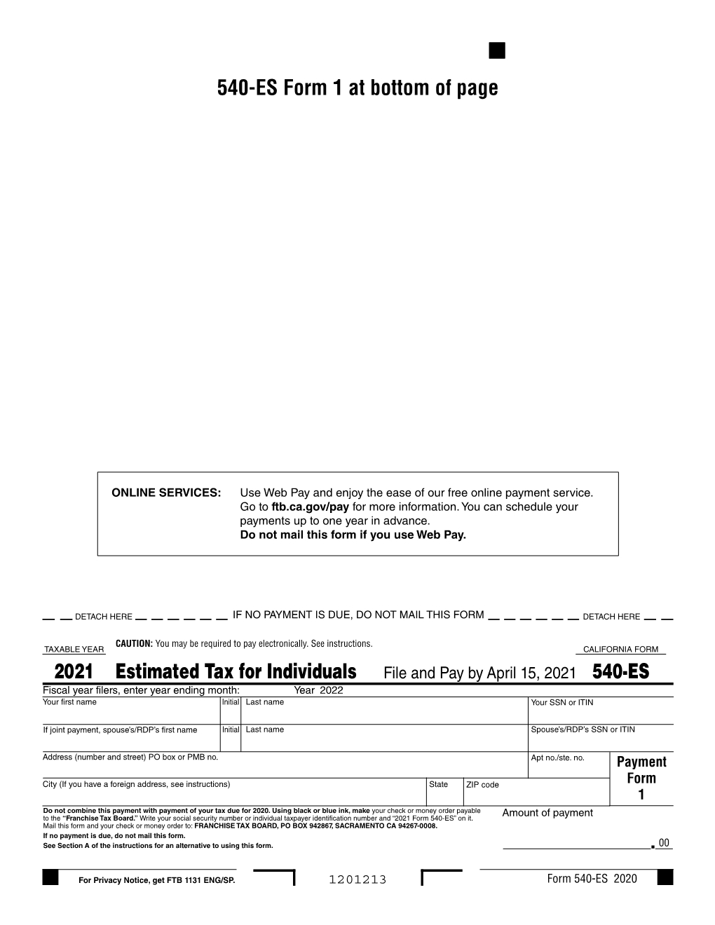 2025 Form 1040 Es Payment Voucher 1 Images References William K 