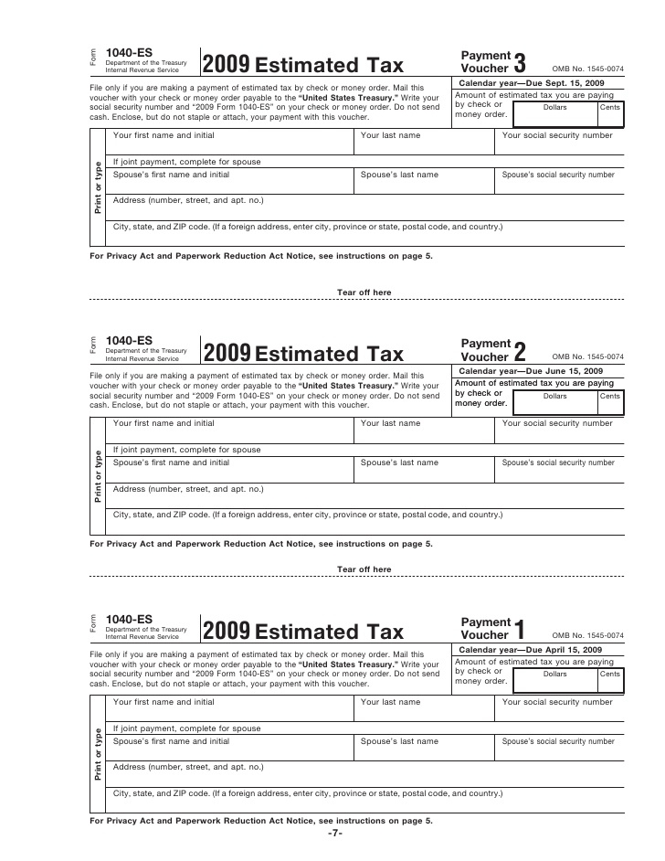 2025 Form 1040 Es Payment Voucher Printable