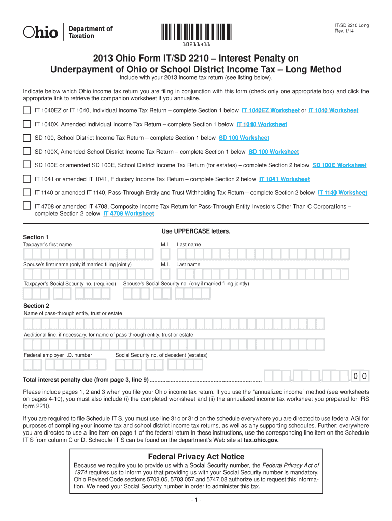 Printable Form 2210 Instructions 2025