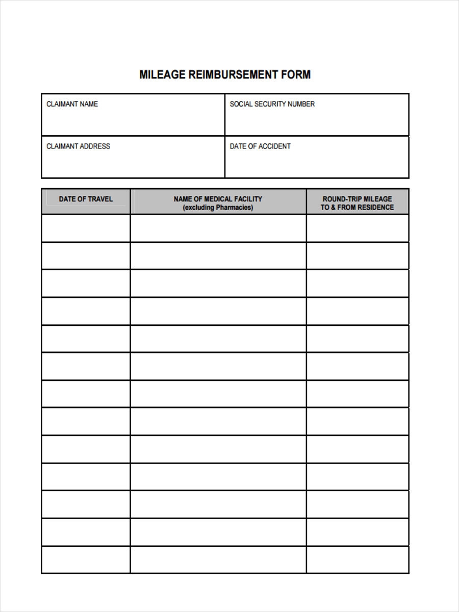 Mileage Reimbursement Form 2025 Printable