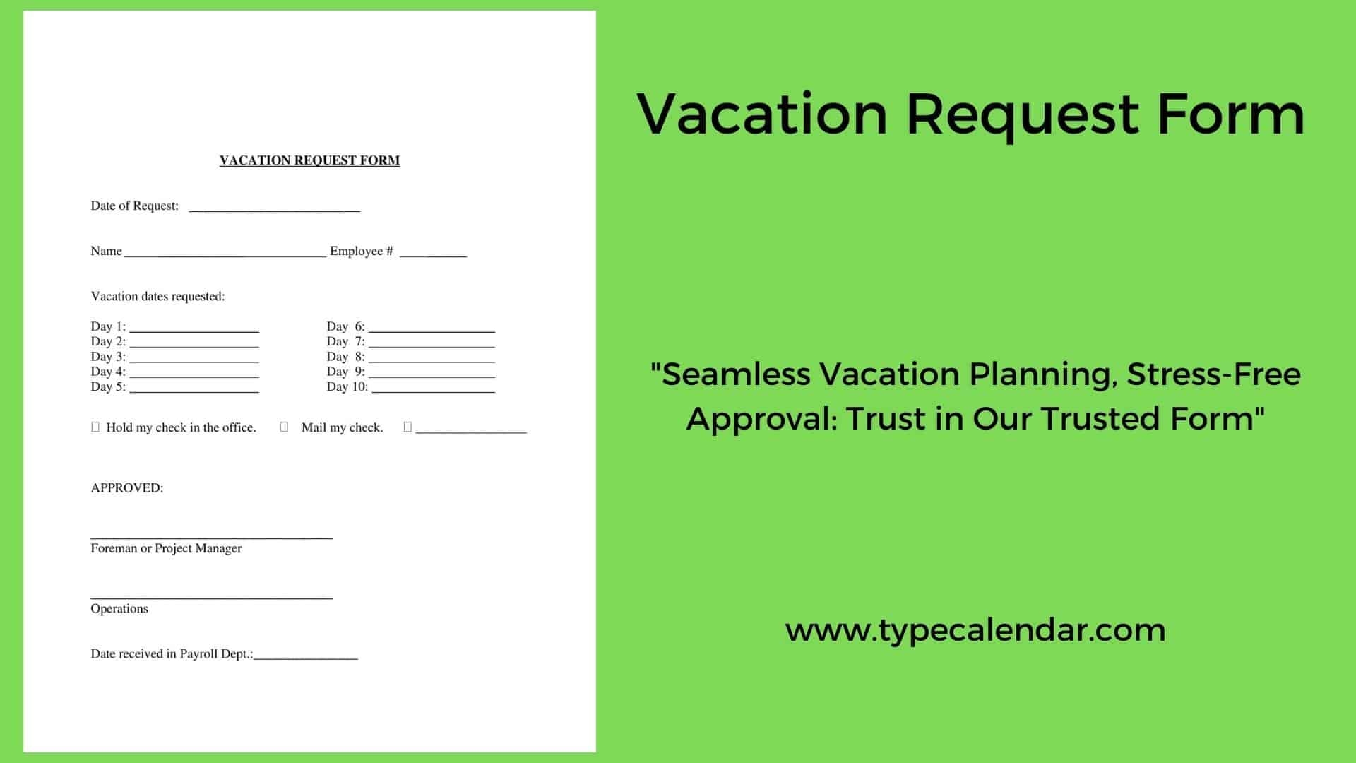 Printable Vacation Request Form 2025