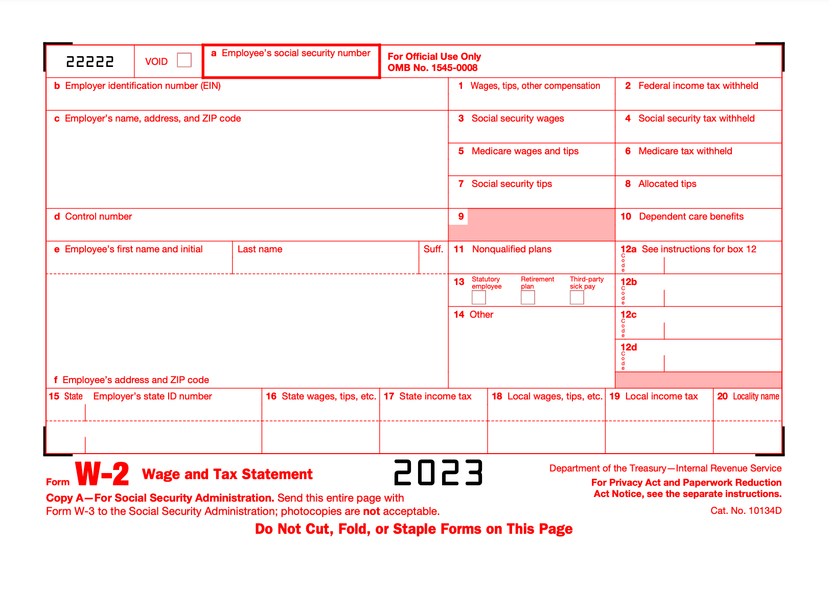2025 W2 Form Printable Free