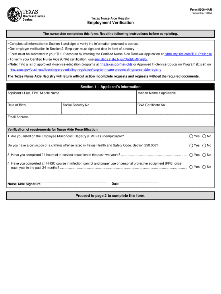 5506 Nar Employment Verification 2024 2025 Form Fill Out And Sign 