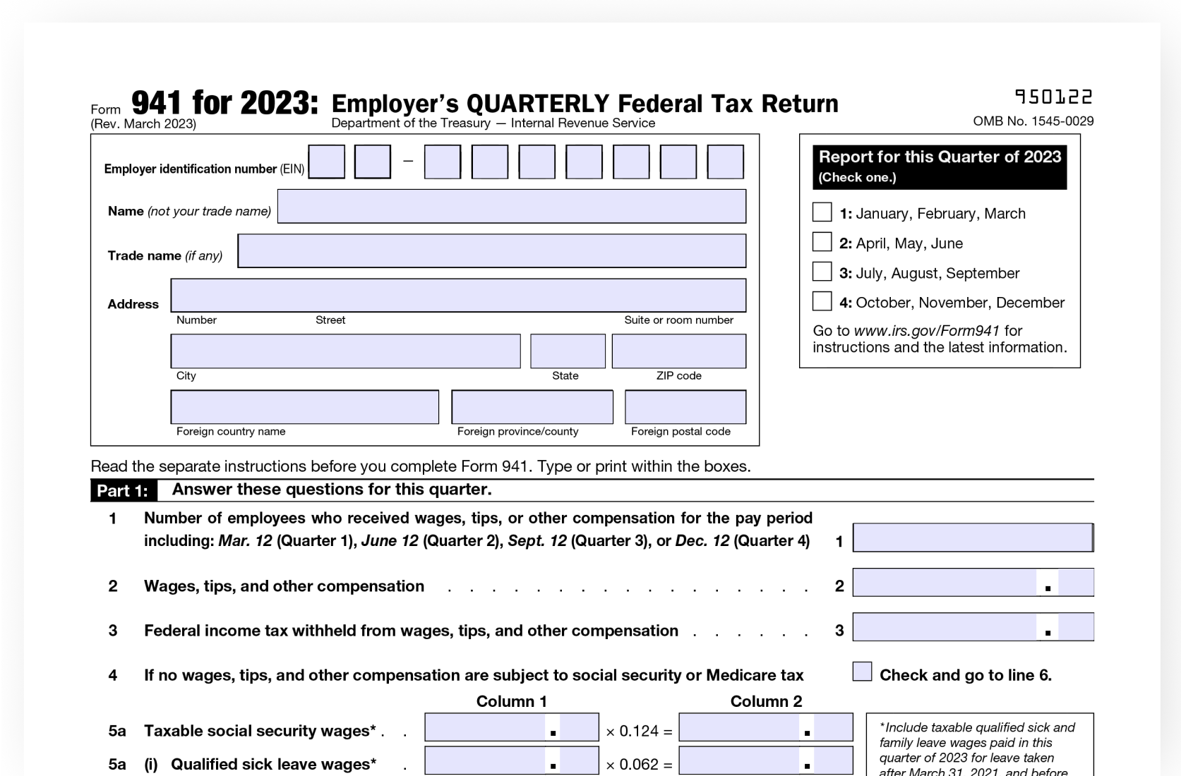 941 Form 2025 Printable Isabelle Swadling I 