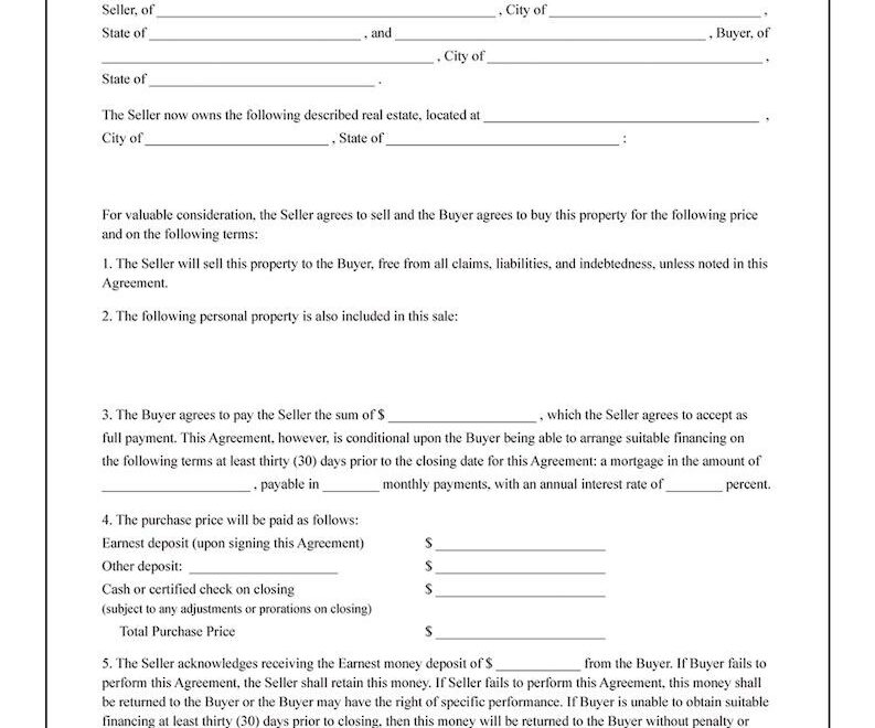 Adams Agreement To Sell Real Estate Forms And Instructions Free