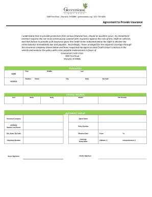Agreement To Provide Insurance Form Fill And Sign Printable Template 