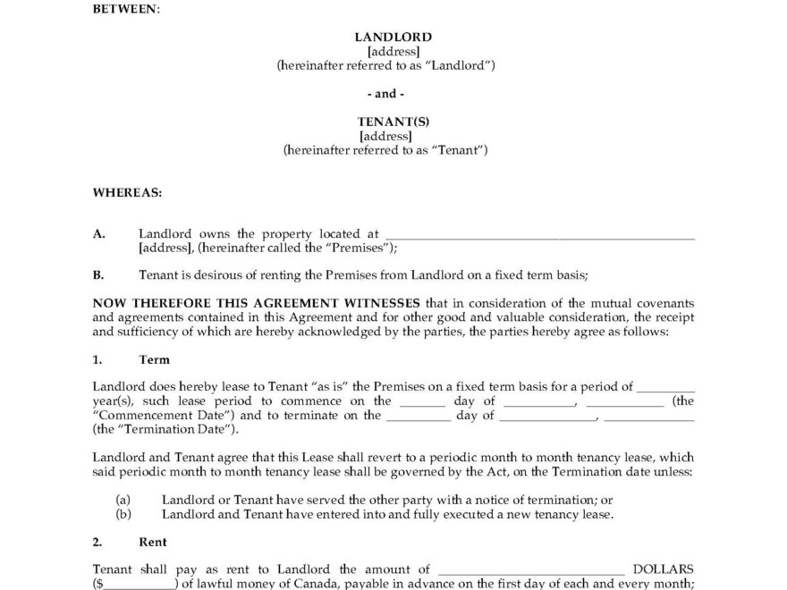 Alberta Lease Agreement Forms Printable Printable Form Templates And
