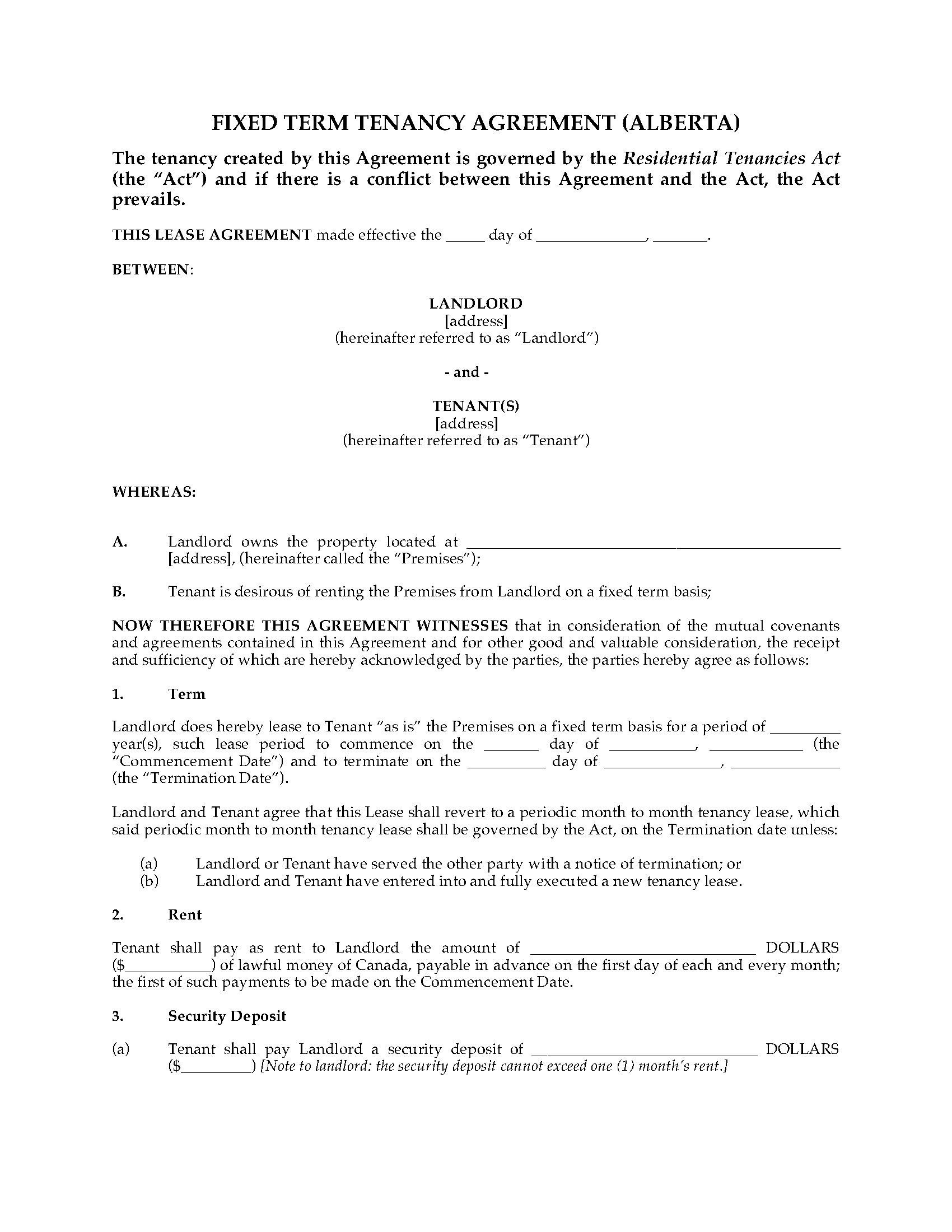 Alberta Lease Agreement Forms Printable Printable Form Templates And 