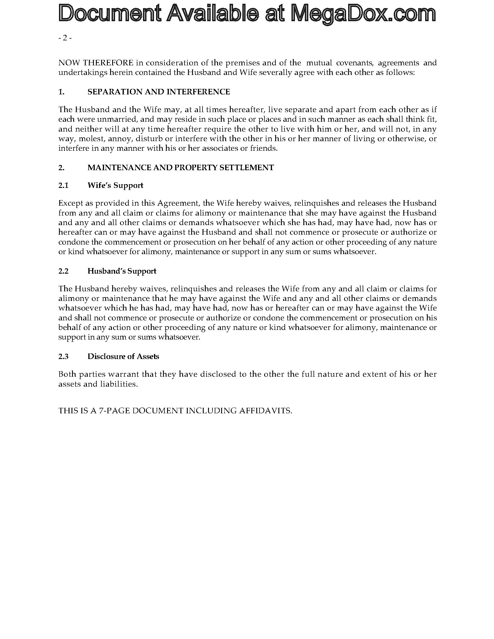 Alberta Separation Agreement MegaDox