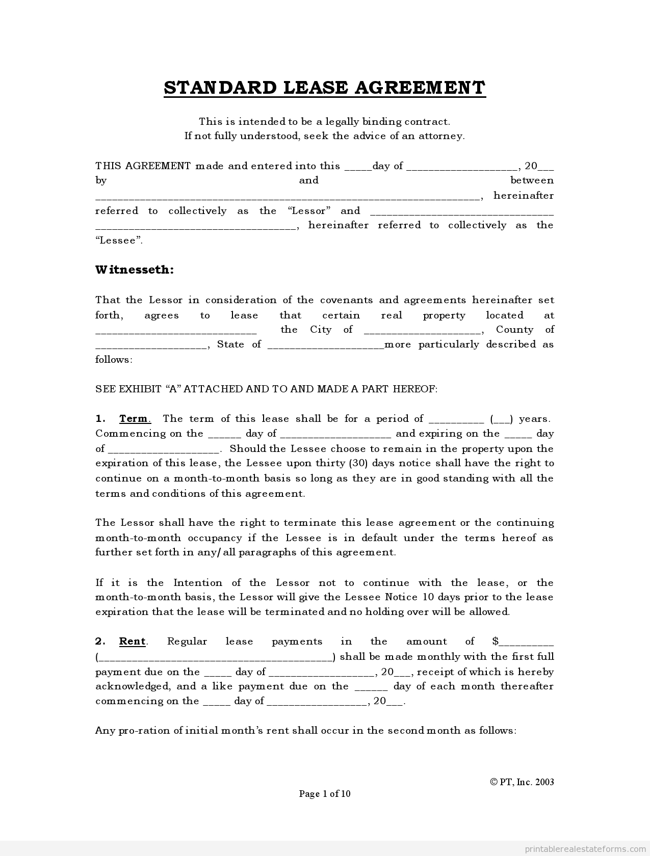 Apartment Lease Agreement Free Printable Free Printable