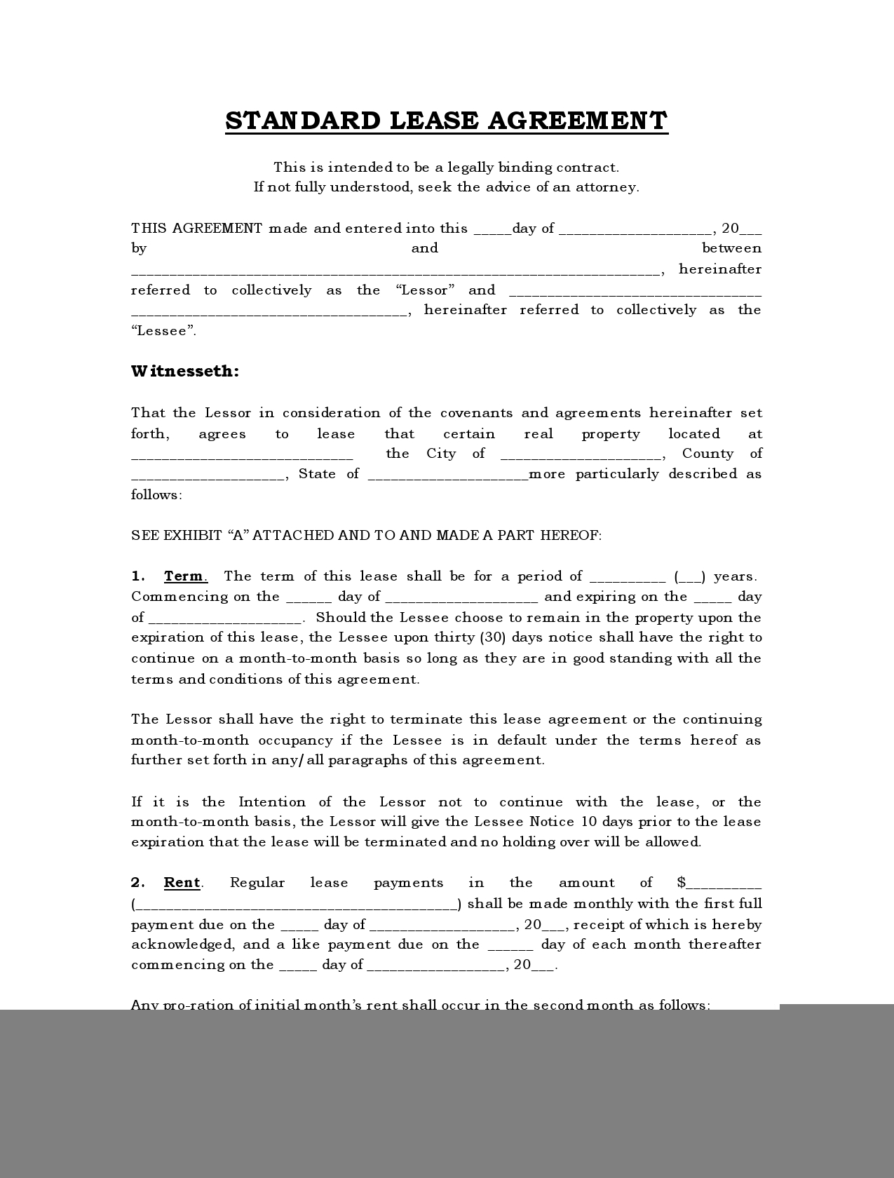 Apartment Lease Agreement Free Printable Free Printable