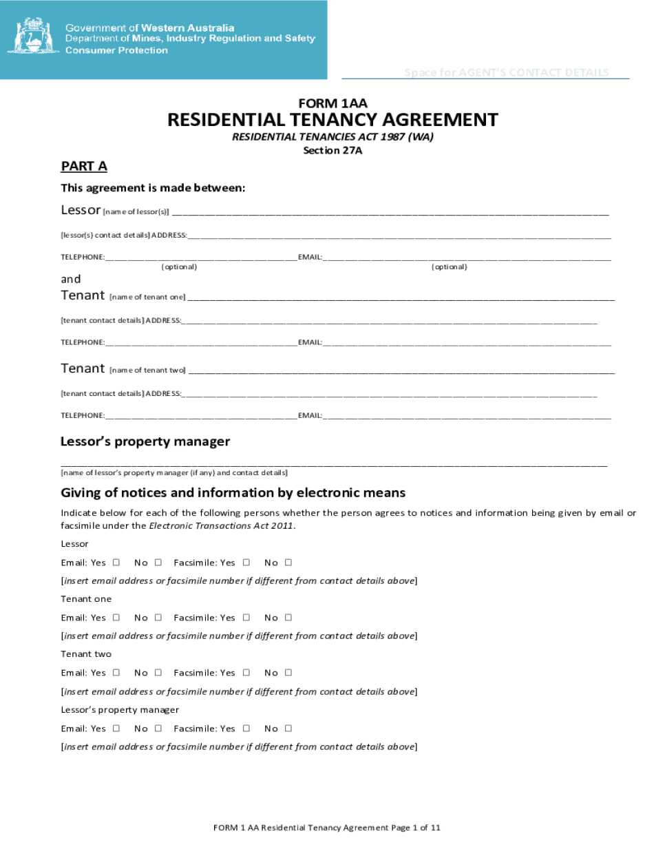 AU Form 1AA Printable Blank PDF Online