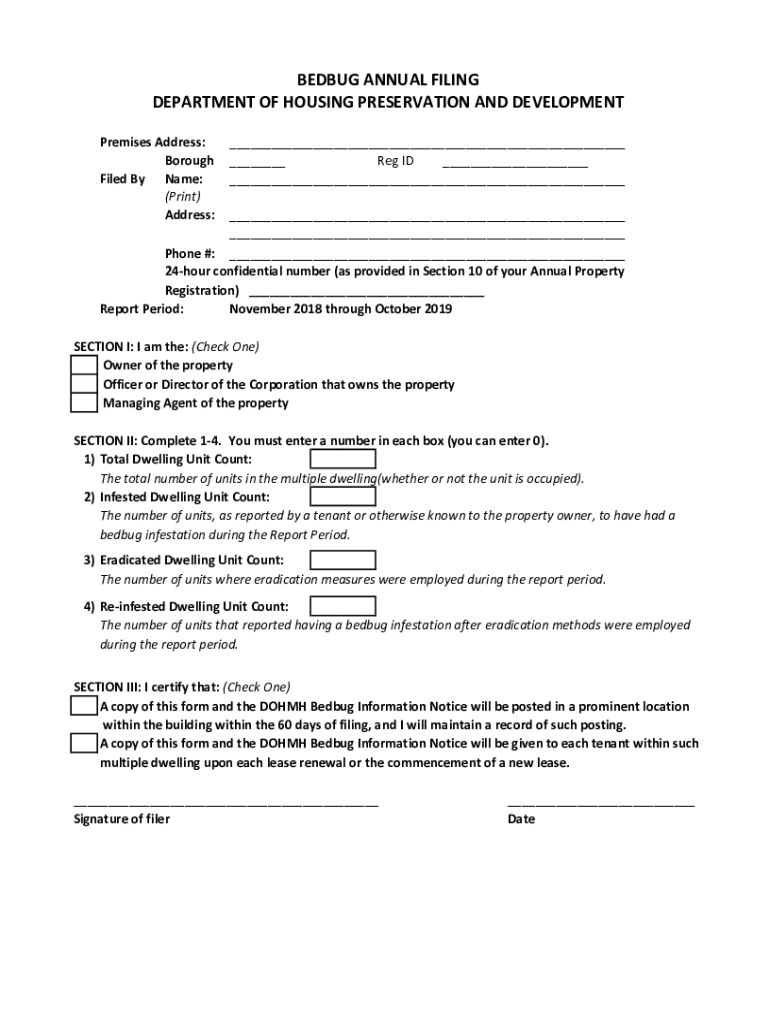 Bedbug Annual Filing 2018 2025 Form Fill Out And Sign Printable PDF 
