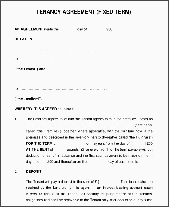 Blank Tenancy Agreement Form
