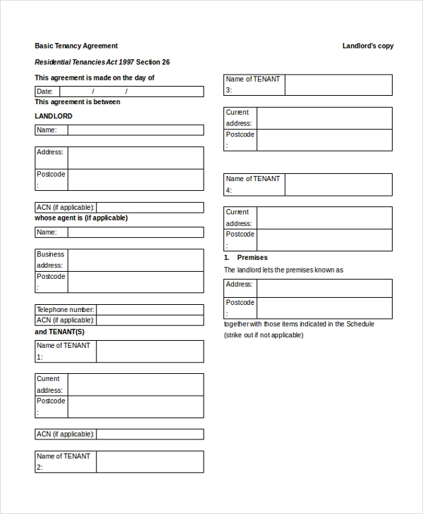 Blank Tenancy Agreement Form