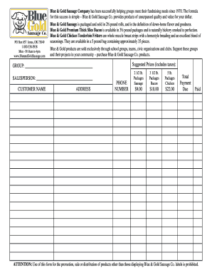 Blue And Gold Price List Fill Online Printable Fillable Blank 