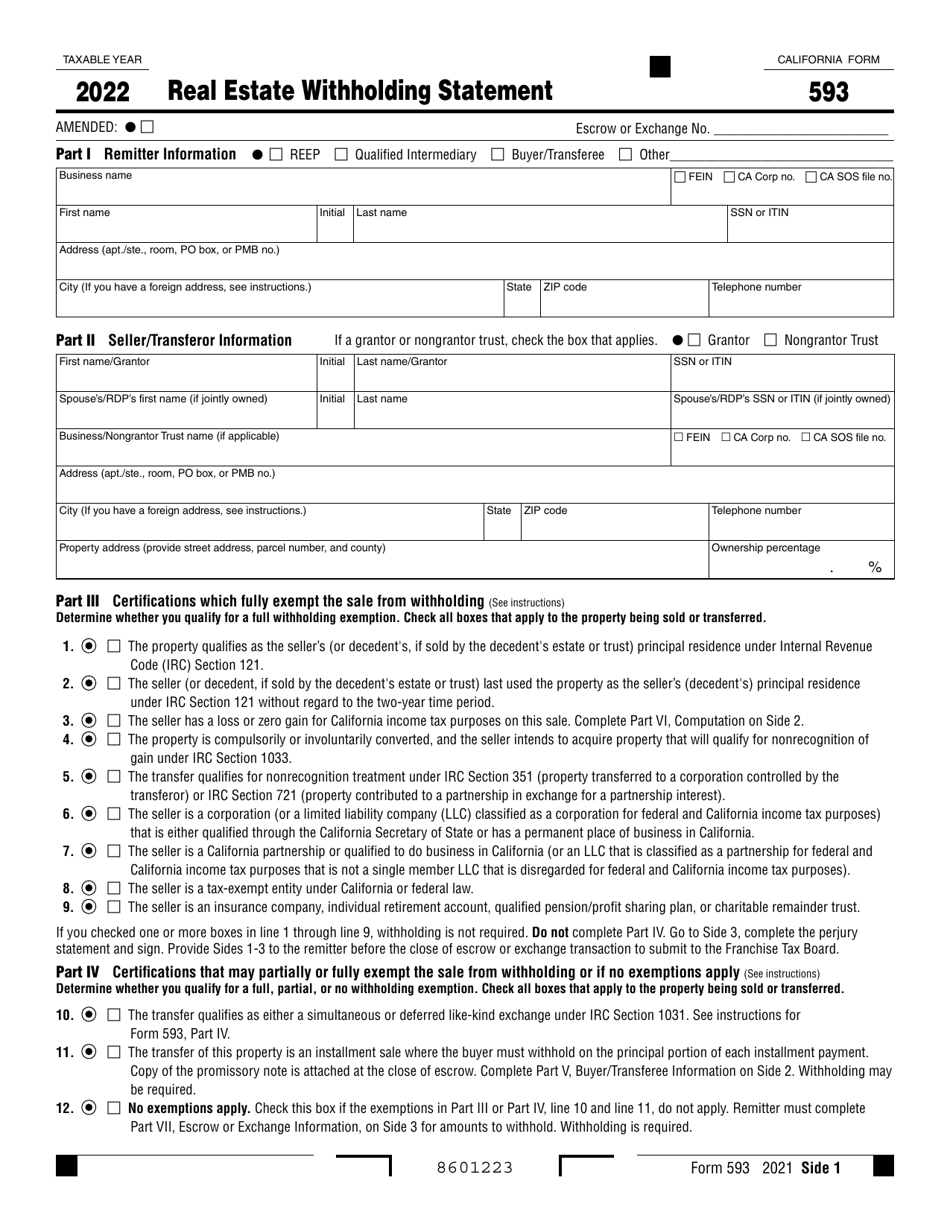 California Form 593 2025 Instructions Robert C Hill