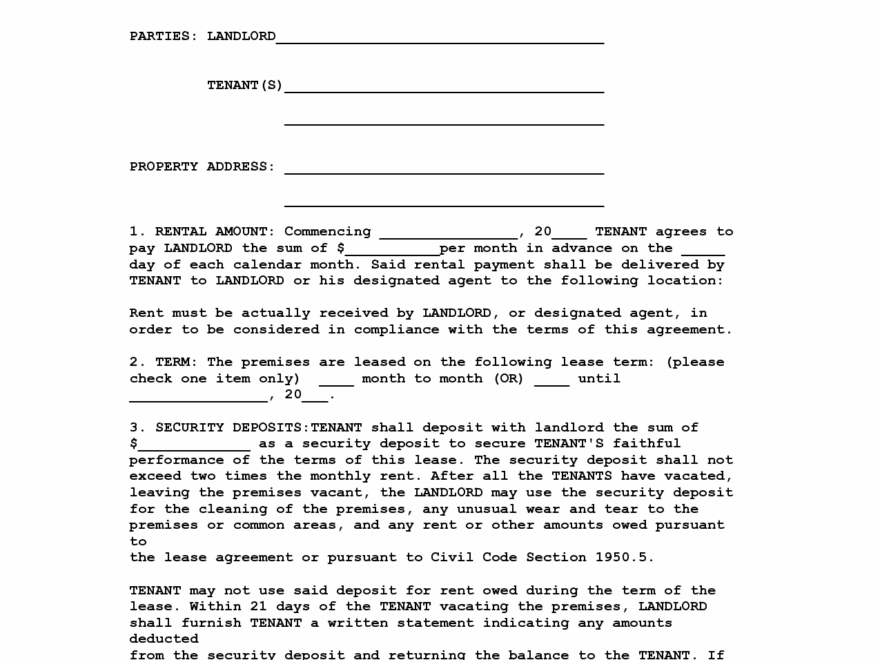 California House Lease Agreement Form Property Rentals Direct Free