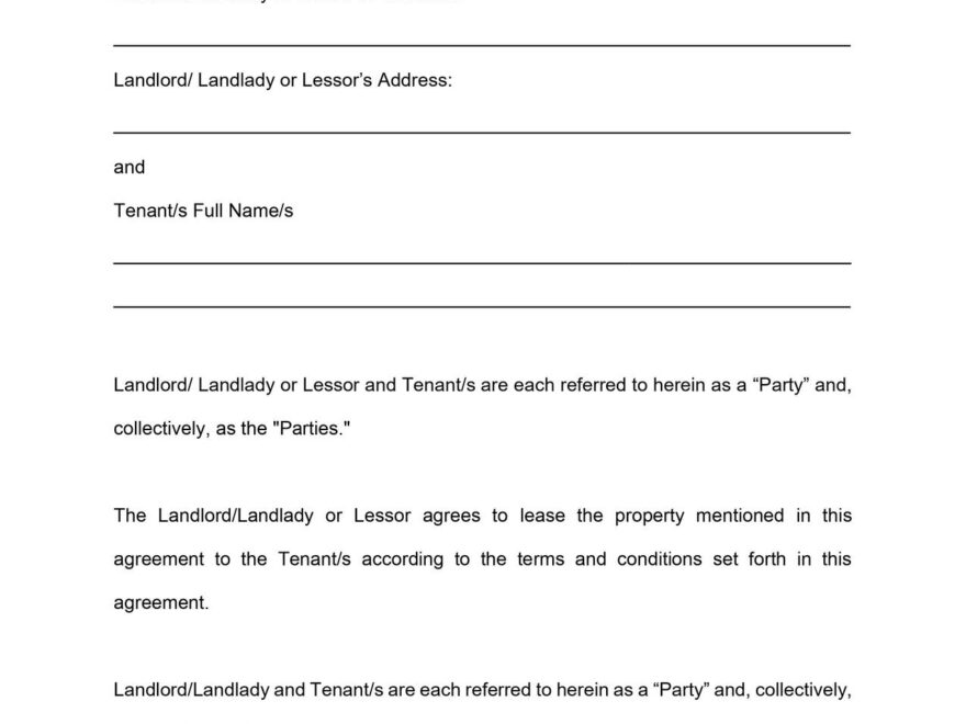 California Month to Month Lease Agreement Template