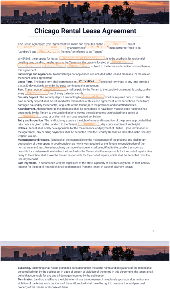 Chicago Residential Lease Agreement 2025 Laila Skye