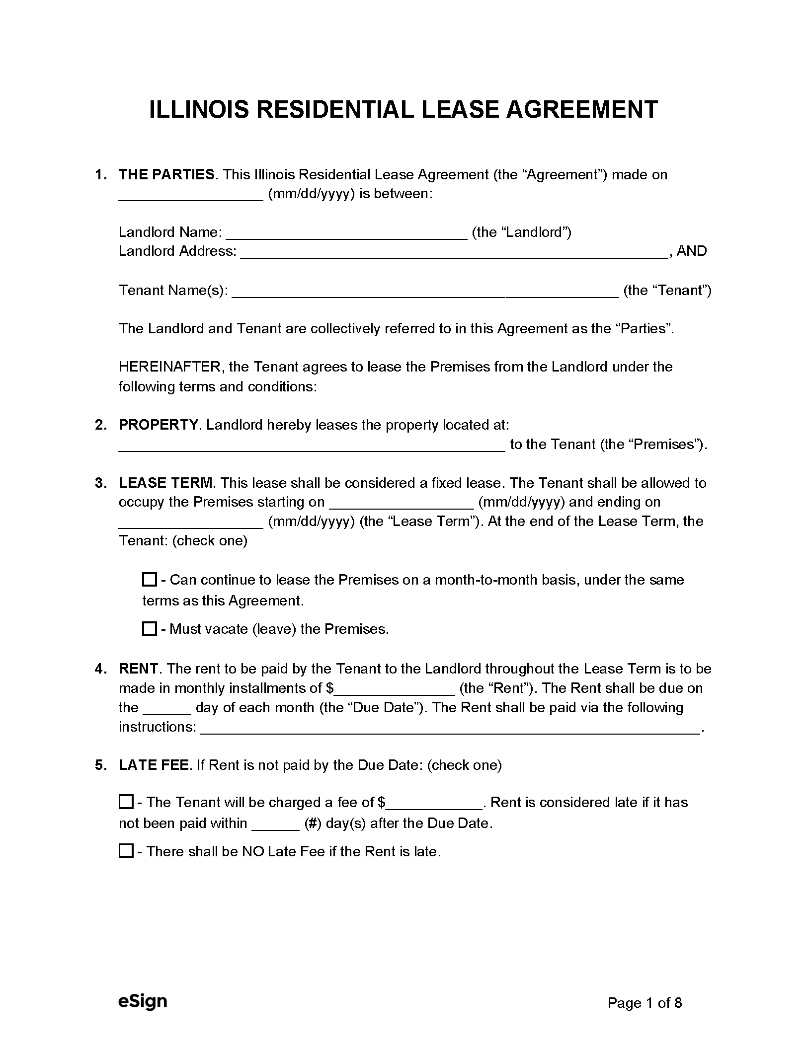 Chicago Residential Lease Agreement 2025 Noel L Jackson