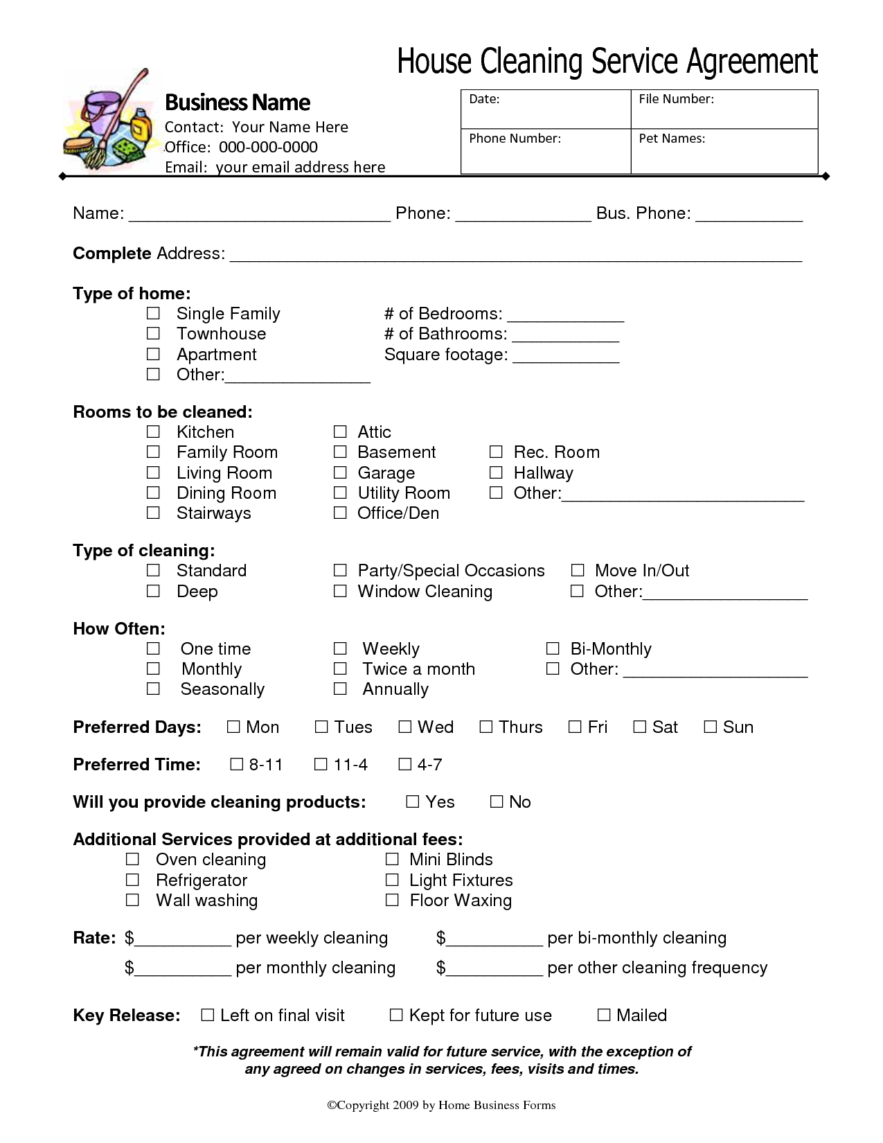Cleaning Services Contract Agreement Free Printable Documents