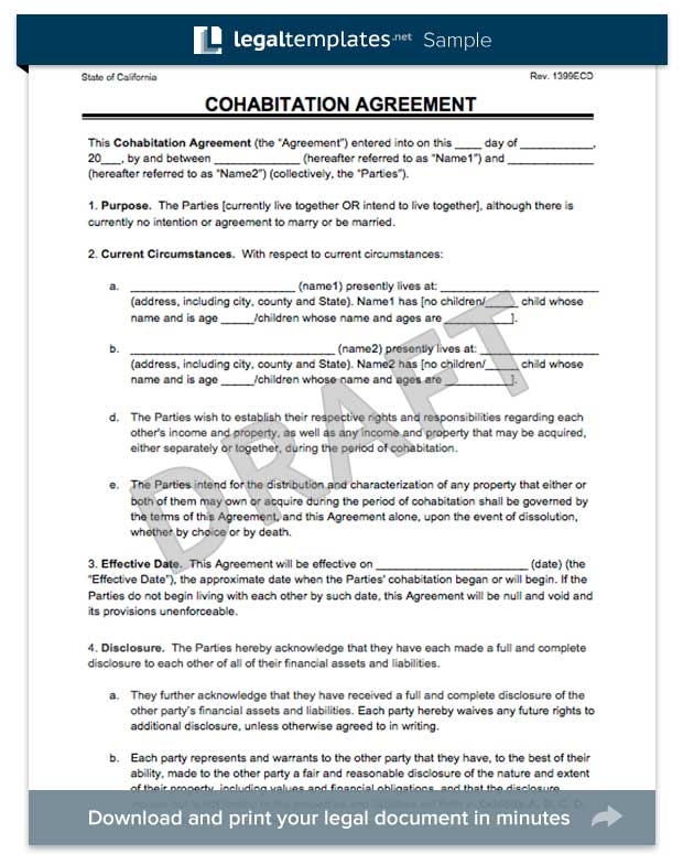 Cohabitation Agreement Legal Templates
