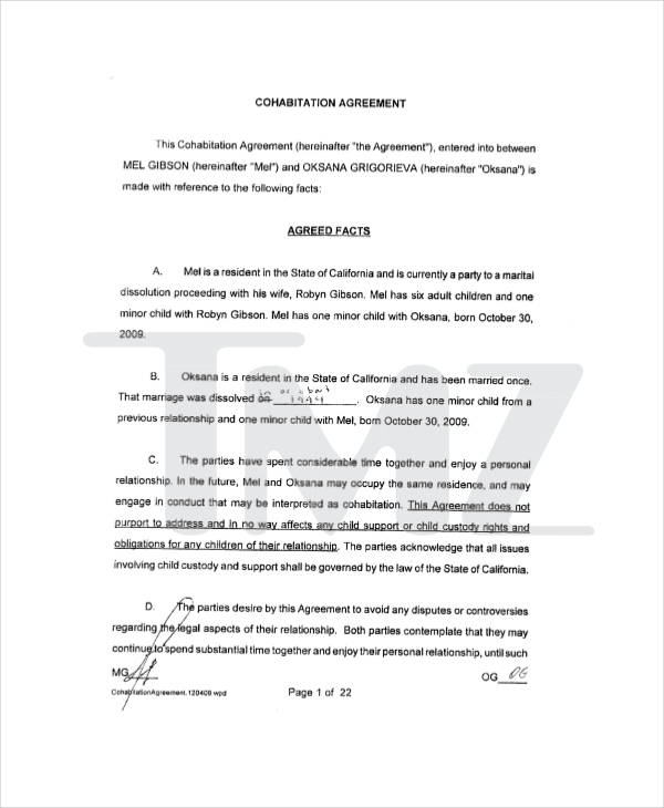 Cohabitation Agreement Template 8 Free Word PDF Format