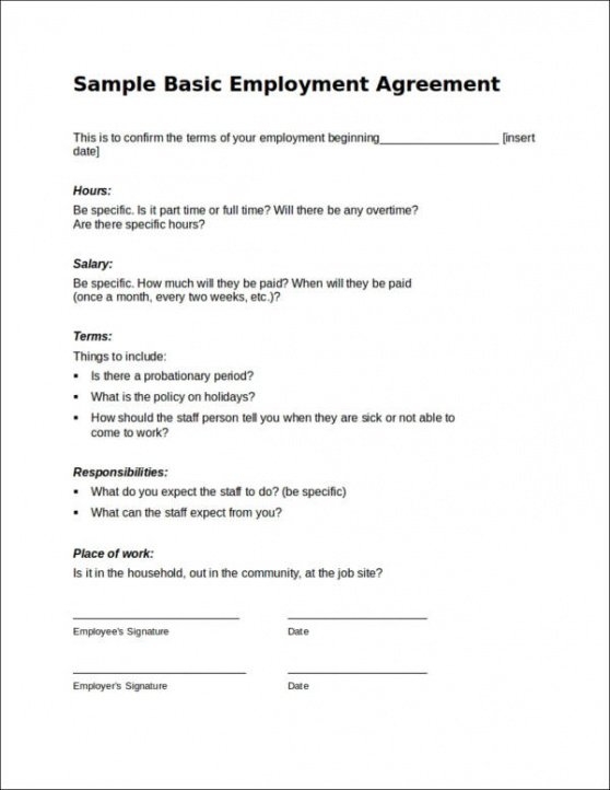 Printable Employment Contract Template South Africa