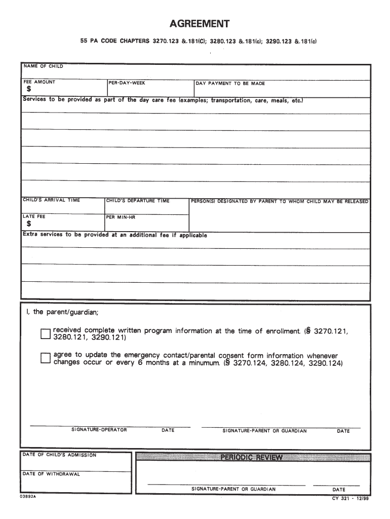 Daycare Agreement Form Fill Out Sign Online DocHub