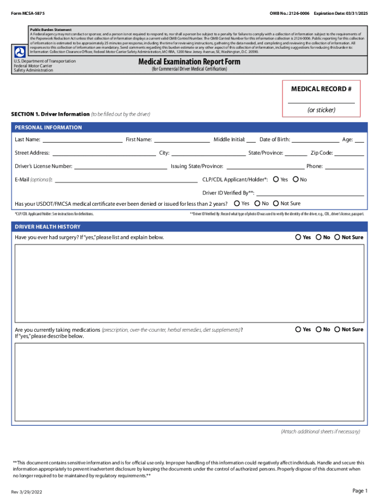 Dot Mcsa 5875 2022 2025 Form Fill Out And Sign Printable PDF Template 