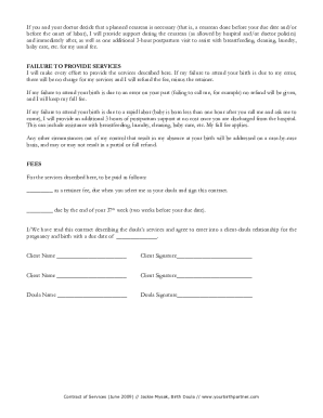 Doula Contract Template Fill Online Printable Fillable Blank 