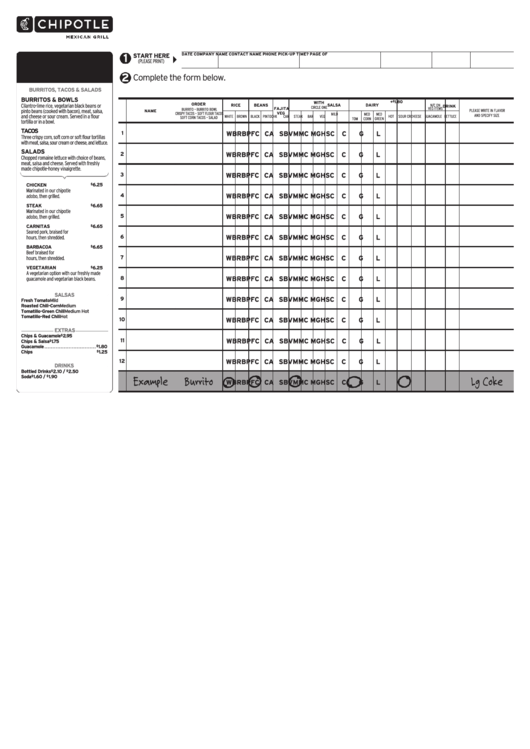 Download Chipotle Fax Order Form Adobe PDF Printable Application