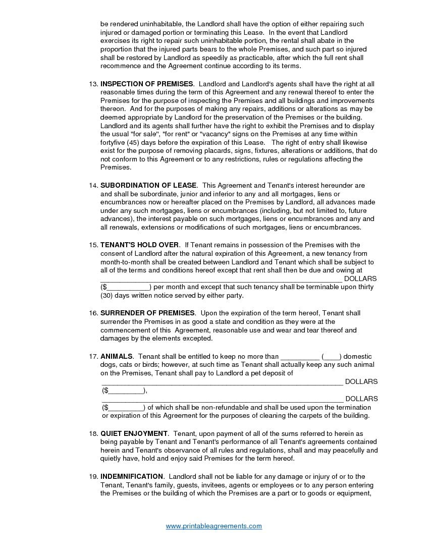 Download Free Alabama Residential Lease Agreement Printable Lease 