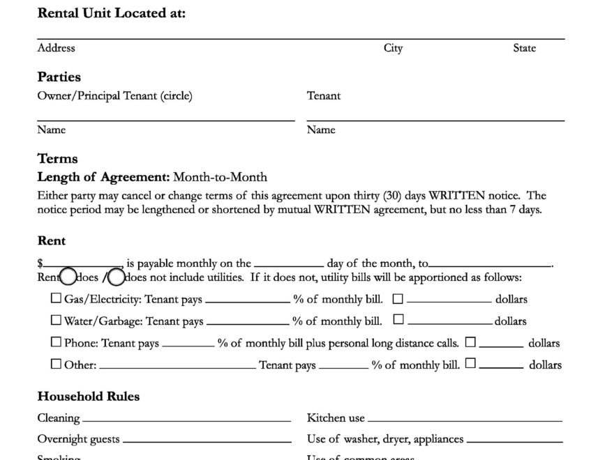 Download Free California Room Rental Agreement Printable Lease Agreement