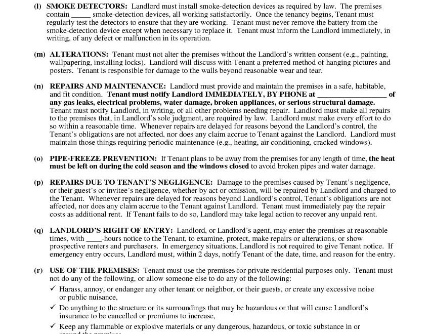 Download Free Michigan Residential Lease Agreement Printable Lease