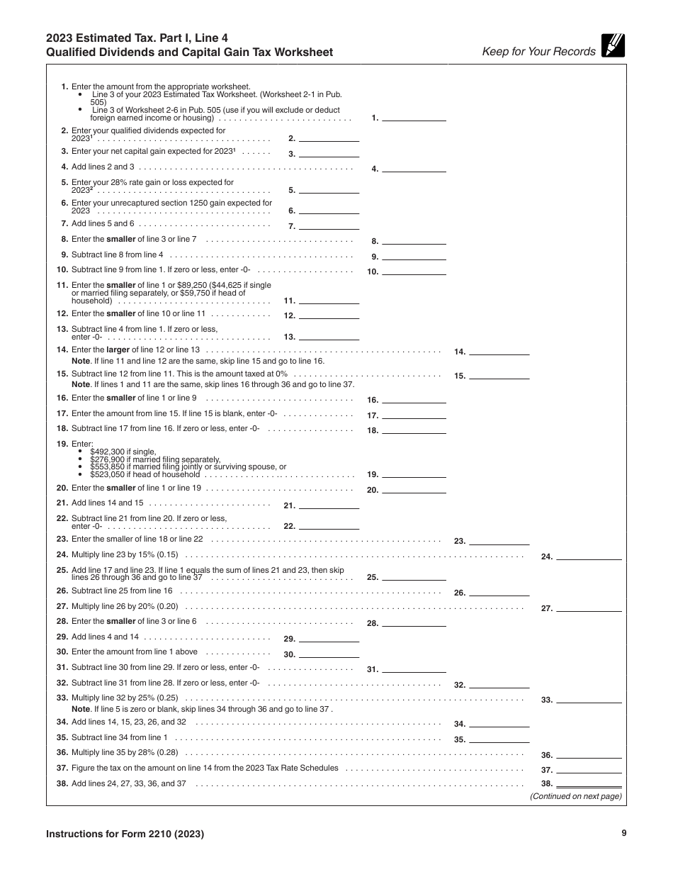 Download Instructions For IRS Form 2210 Underpayment Of Estimated Tax 