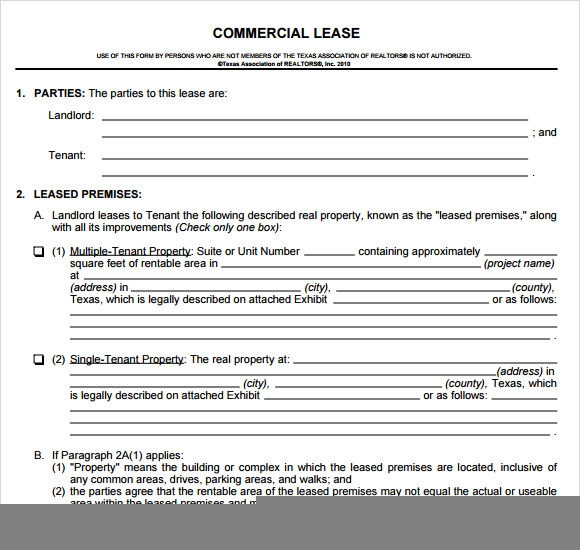 Downloadable Printable Commercial Lease Agreement Printable Lease